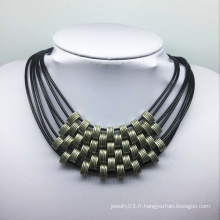 Collier de perles en alliage de fil de cuir de sept rouleaux (XJW13773)